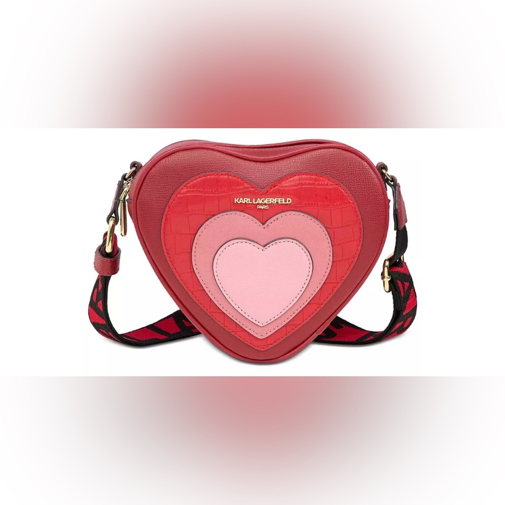 Karl Lagerfeld Red and Pink Heart-Shaped Women's Bag